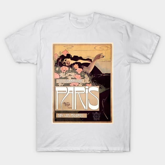 LOS CIGARRILLOS PARIS The Best 1901 by Art Nouveau Artist Aleardo Villa T-Shirt by vintageposters